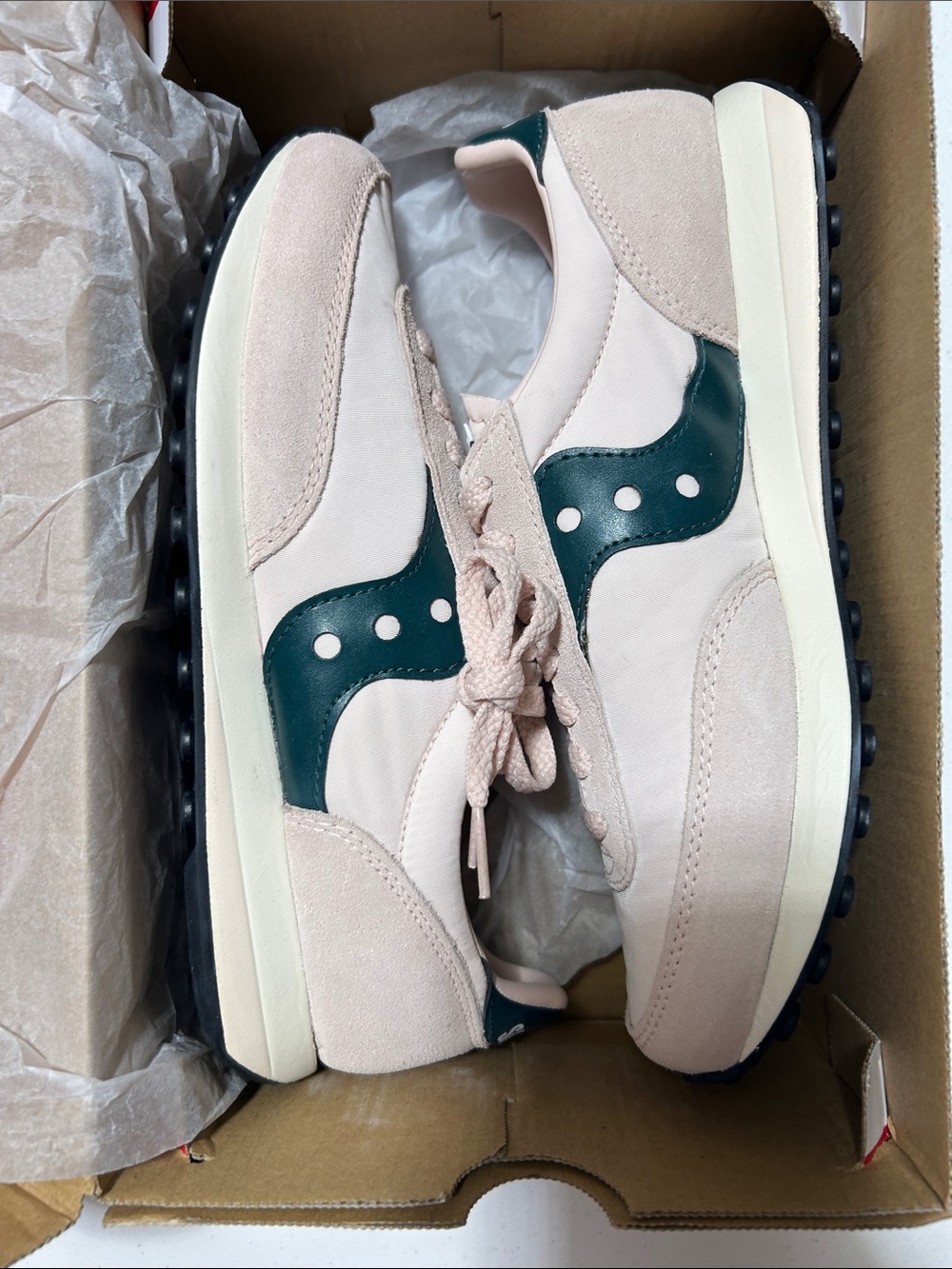 Saucony Pink & Dark Green Women's Retro Runner Sneakers - Picture 4 of 5